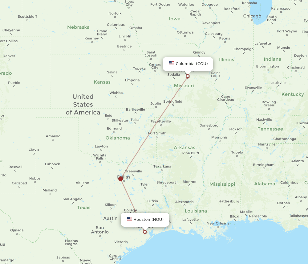 HOU-COU flight routes