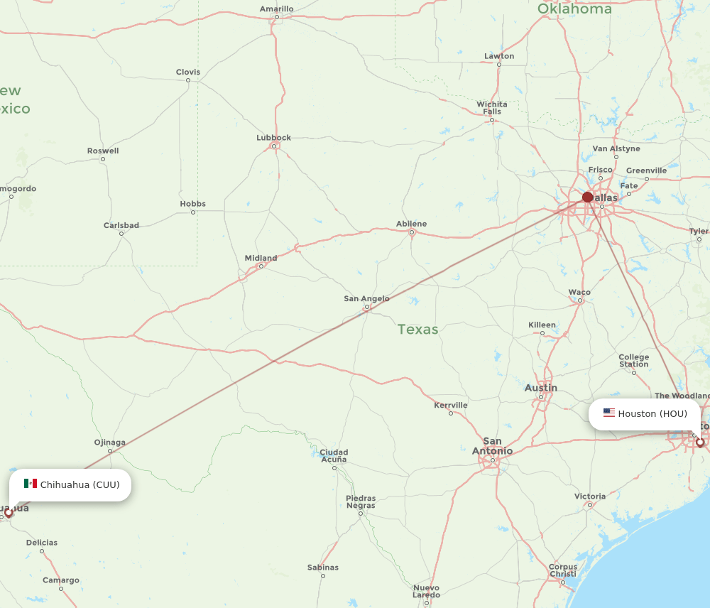 HOU-CUU flight routes