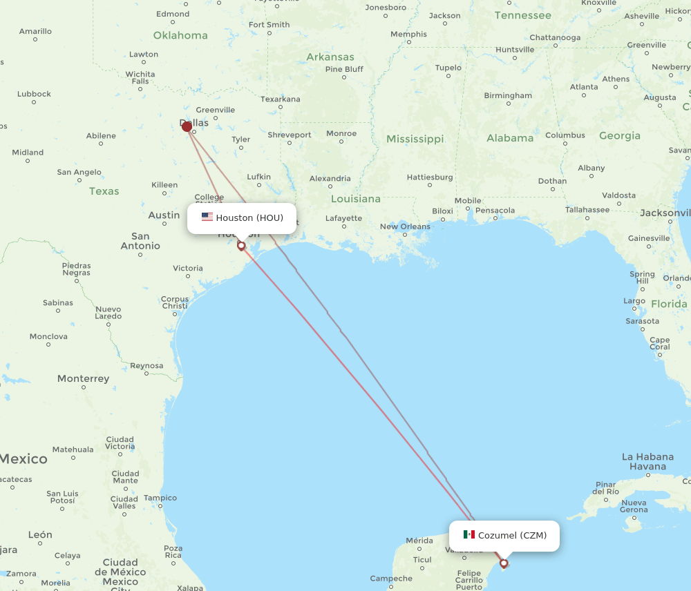 HOU-CZM flight routes