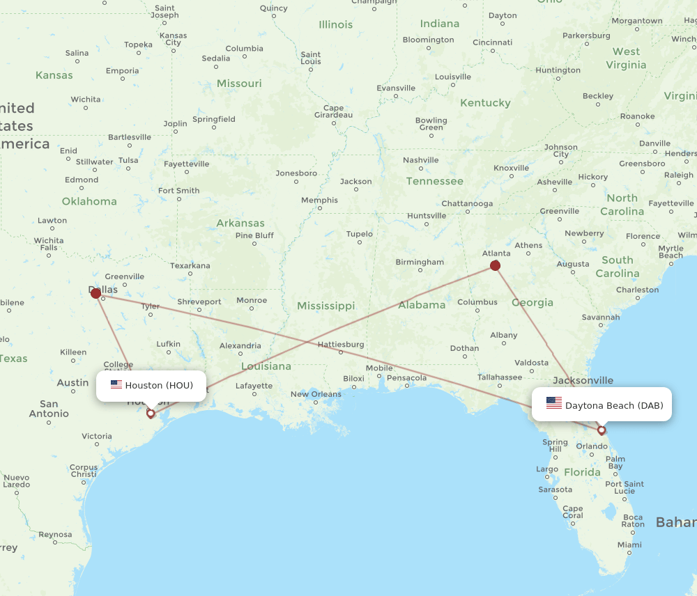 HOU-DAB flight routes