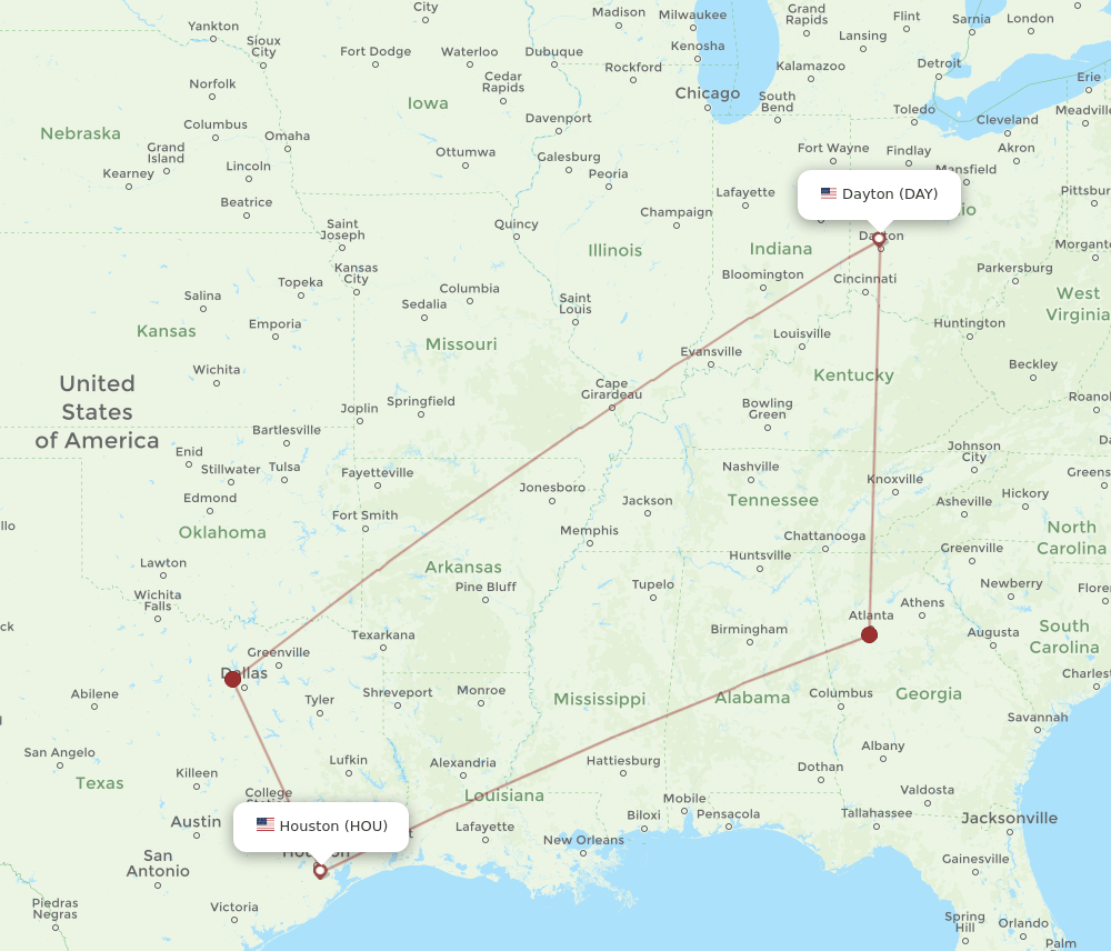 HOU-DAY flight routes
