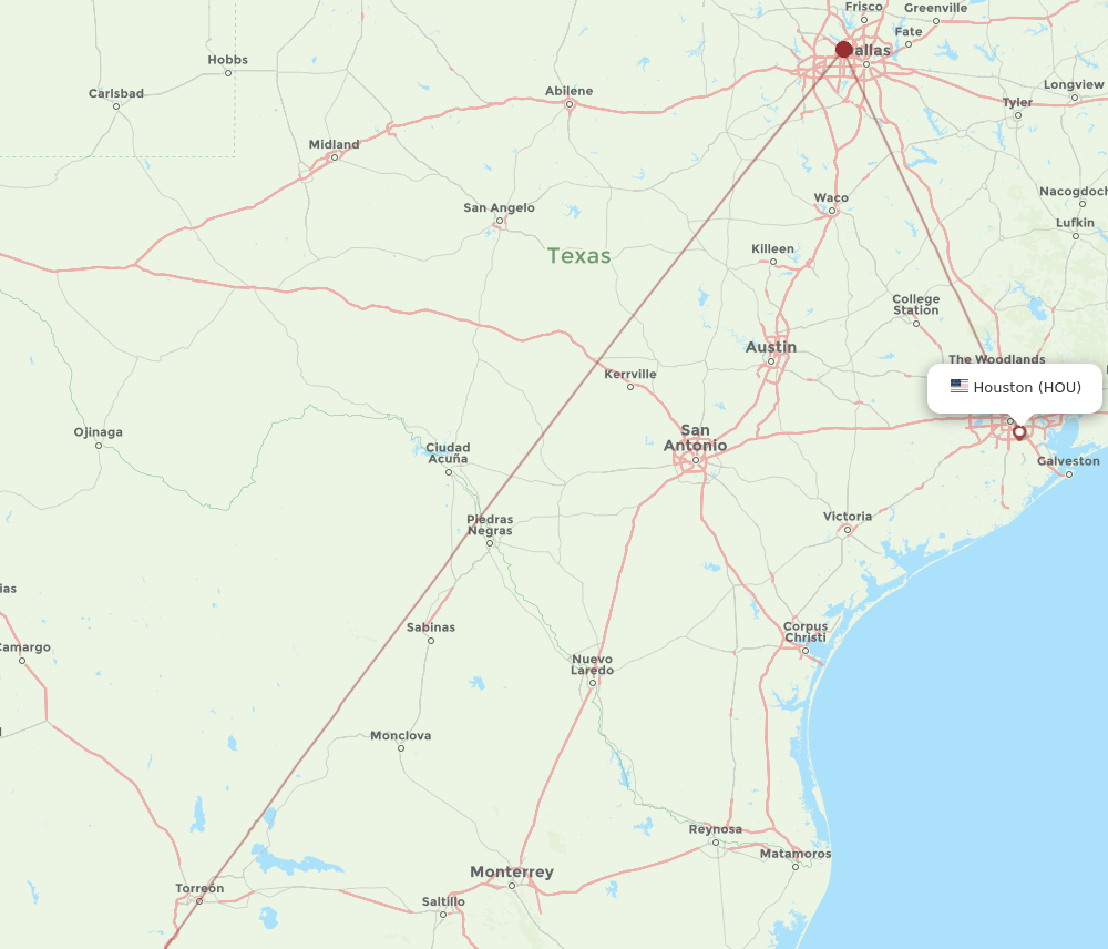 HOU-DGO flight routes