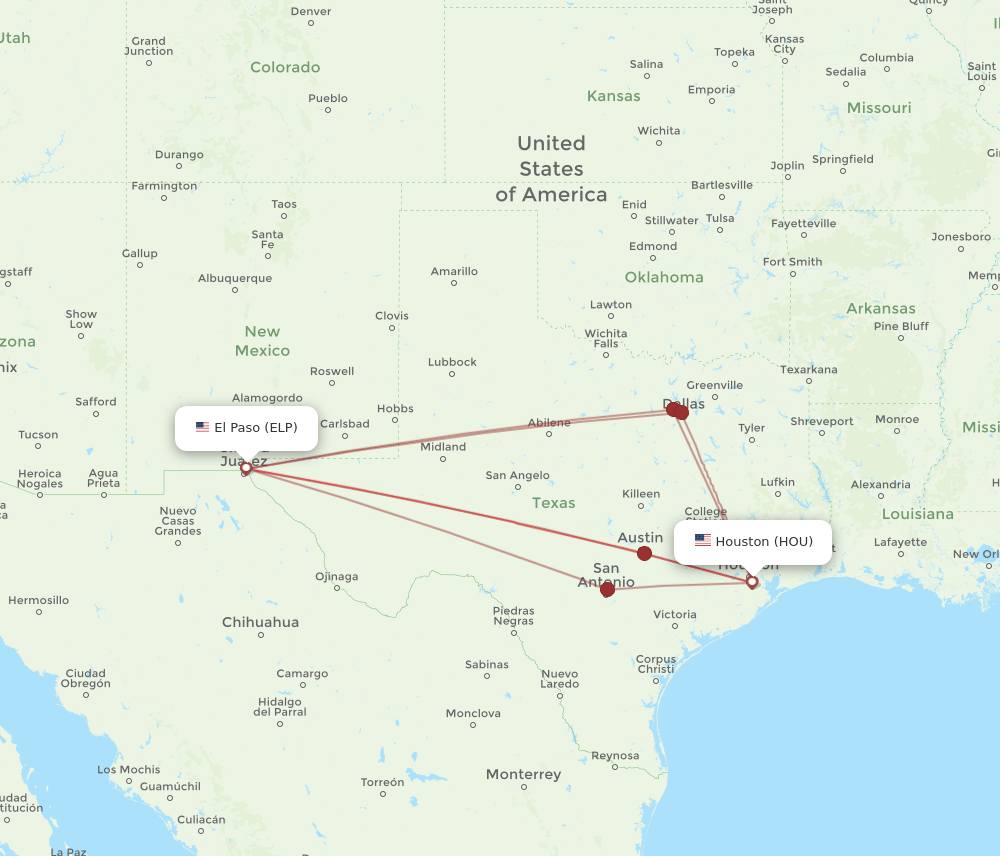HOU-ELP flight routes