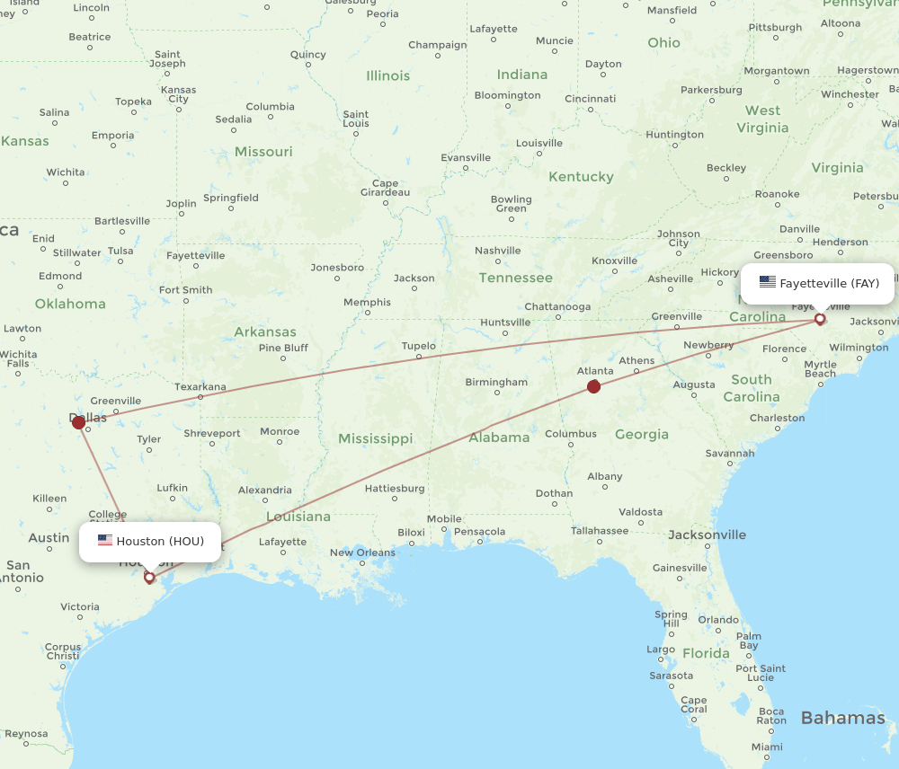 HOU-FAY flight routes