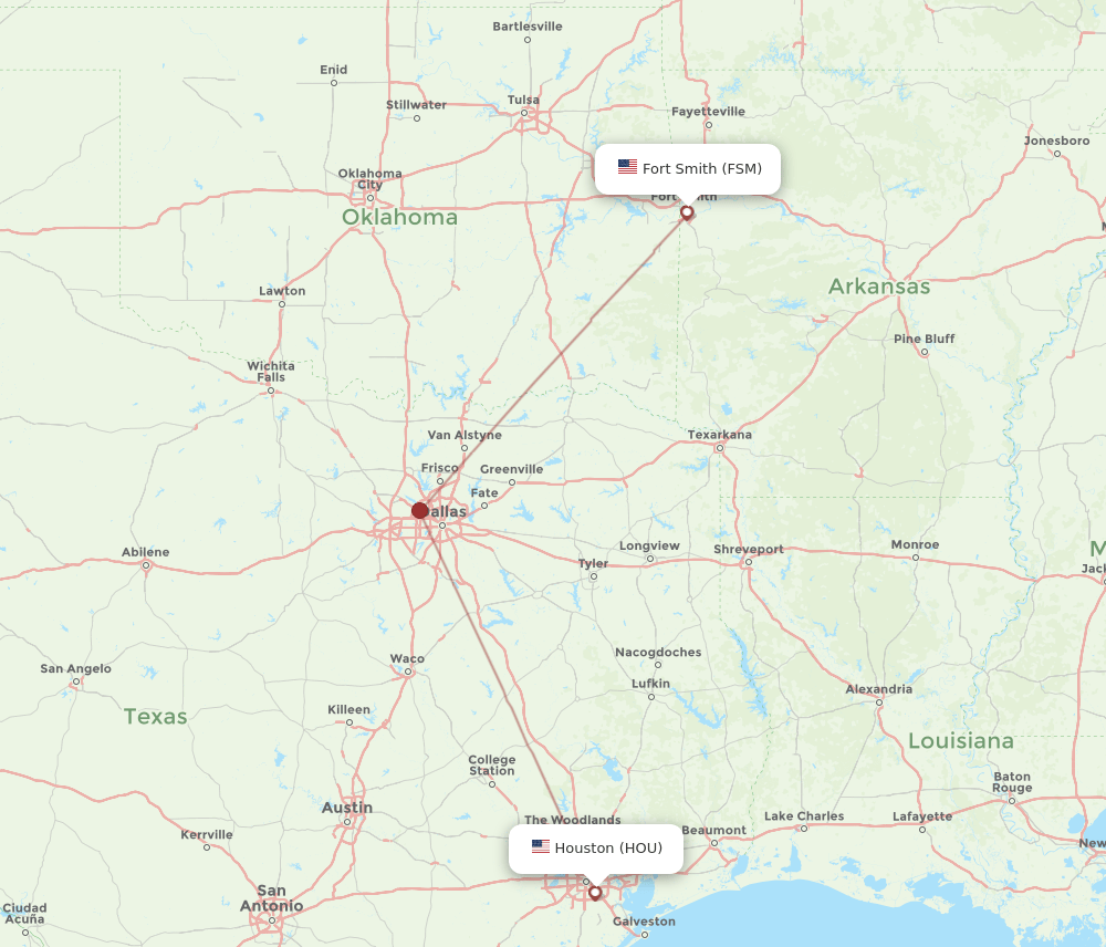 HOU-FSM flight routes