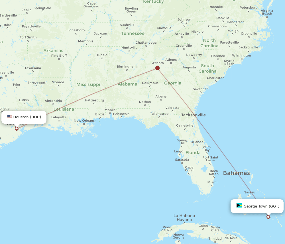 HOU-GGT flight routes