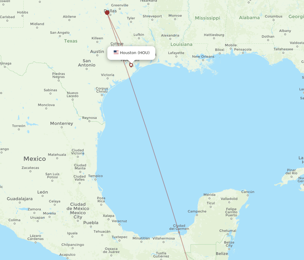HOU-GUA flight routes