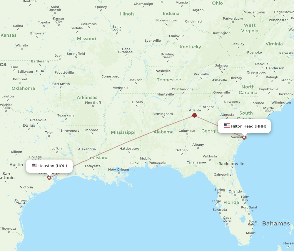 HOU-HHH flight routes