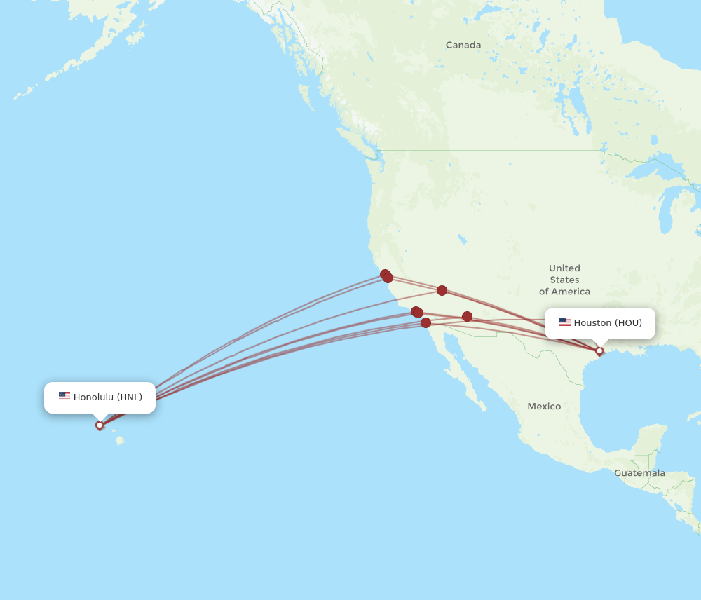 HOU-HNL flight routes