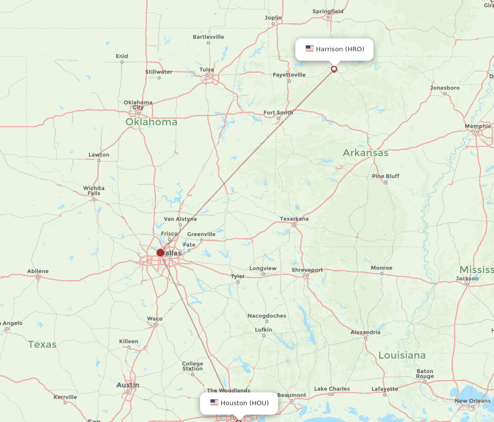 HOU-HRO flight routes