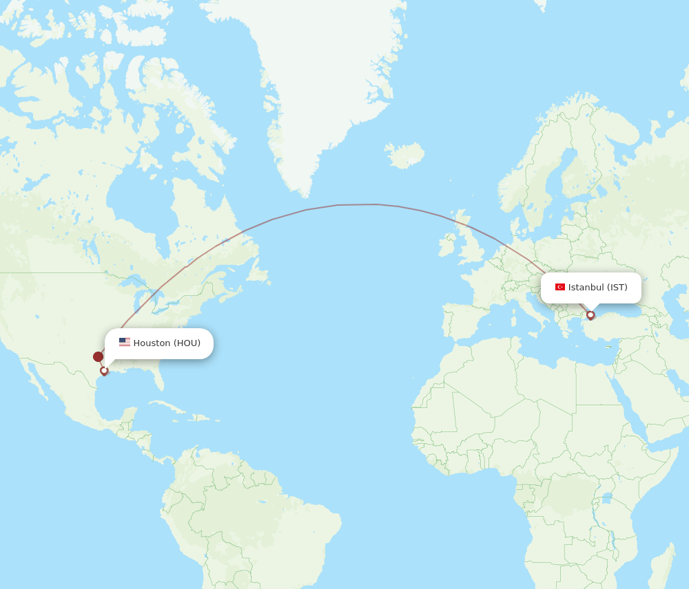 HOU to IST flights and routes map
