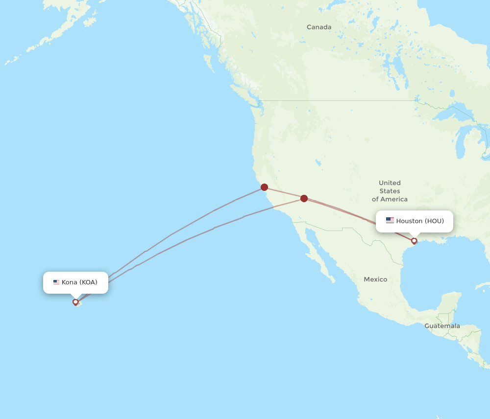 HOU-KOA flight routes