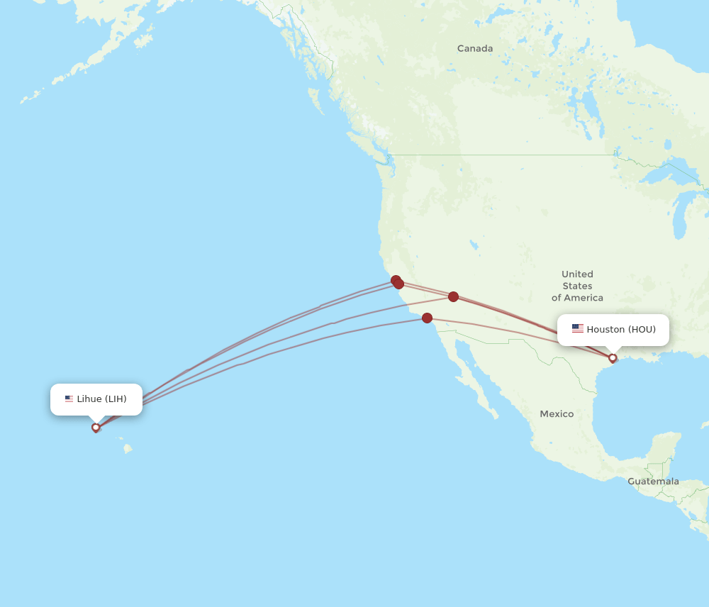 HOU to LIH flights and routes map
