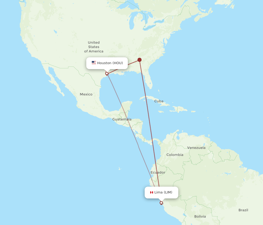 HOU-LIM flight routes