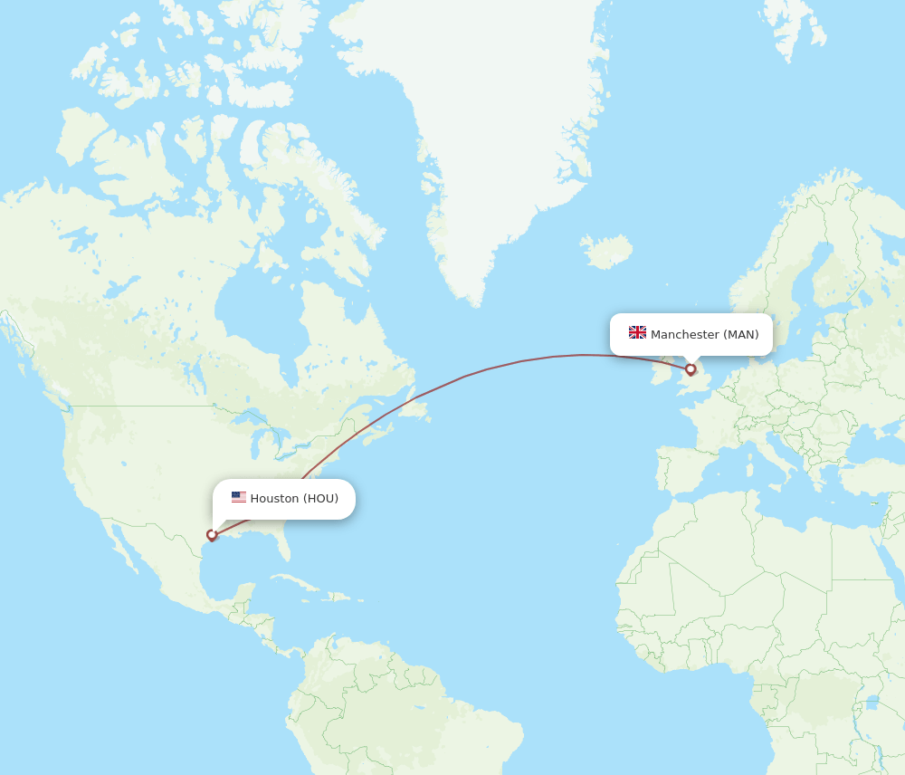 HOU to MAN flights and routes map