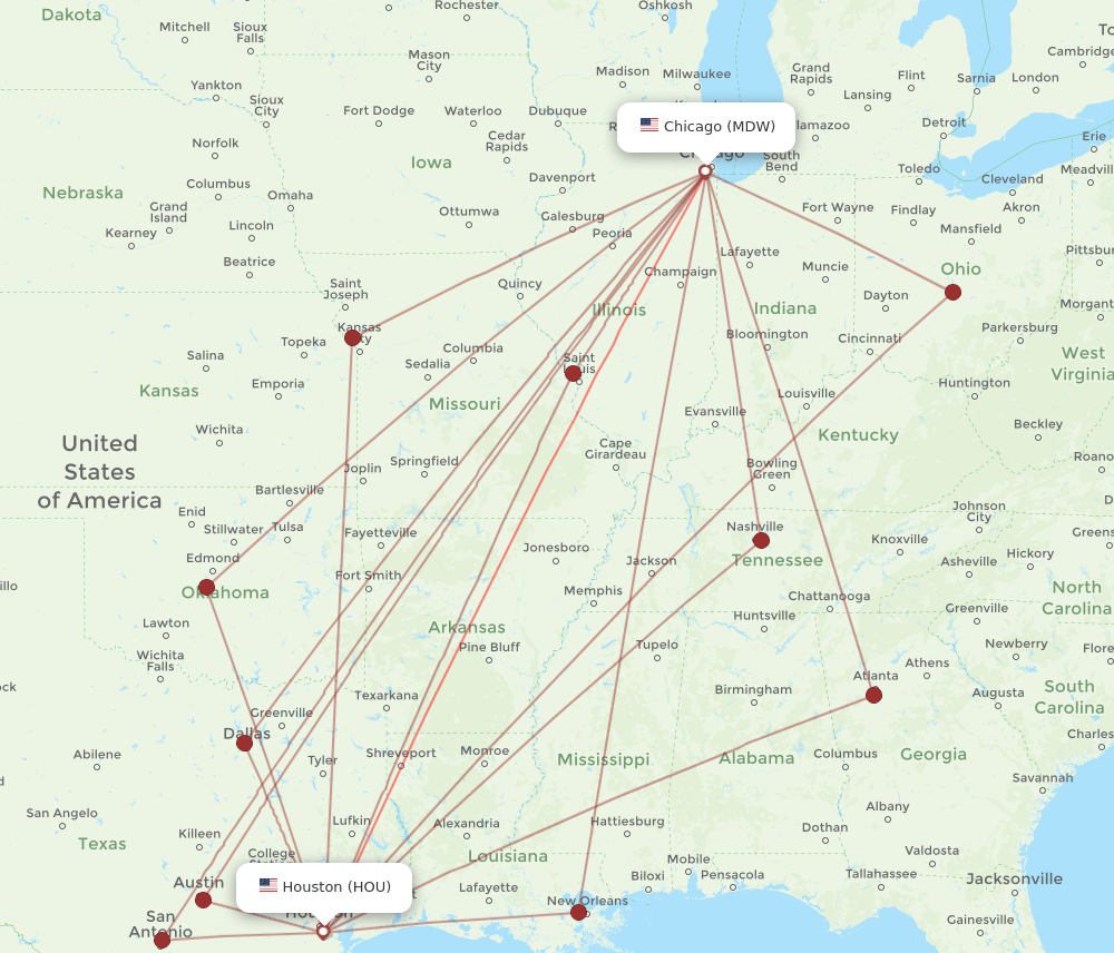 HOU-MDW flight routes