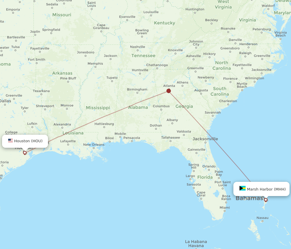 HOU-MHH flight routes