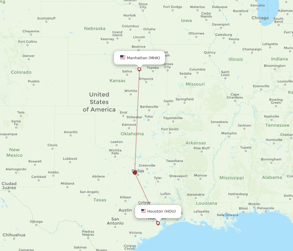 HOU-MHK flight routes