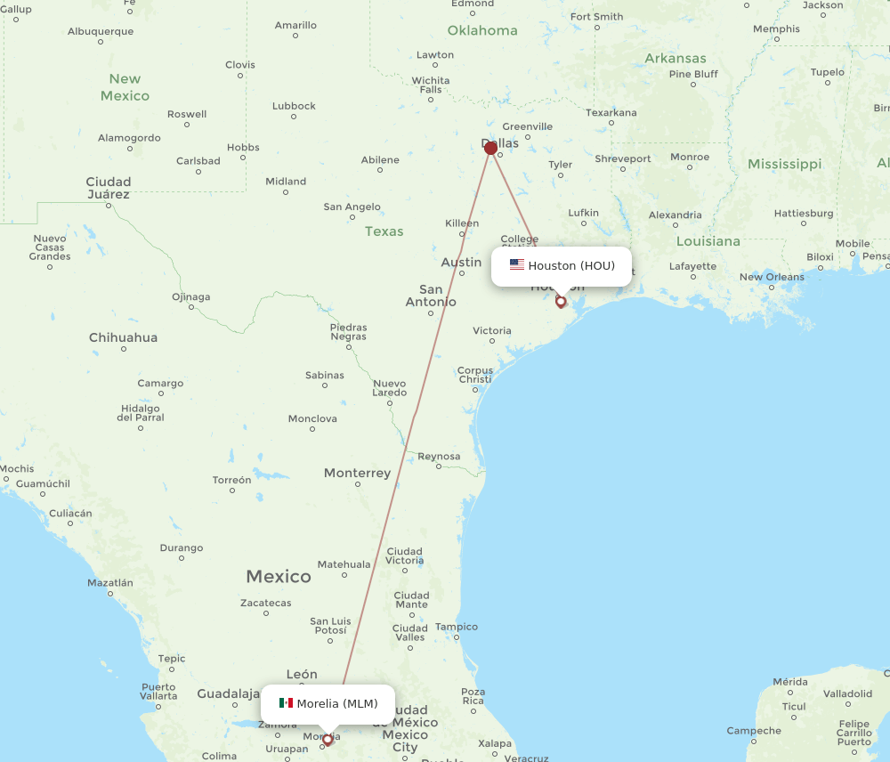 HOU-MLM flight routes