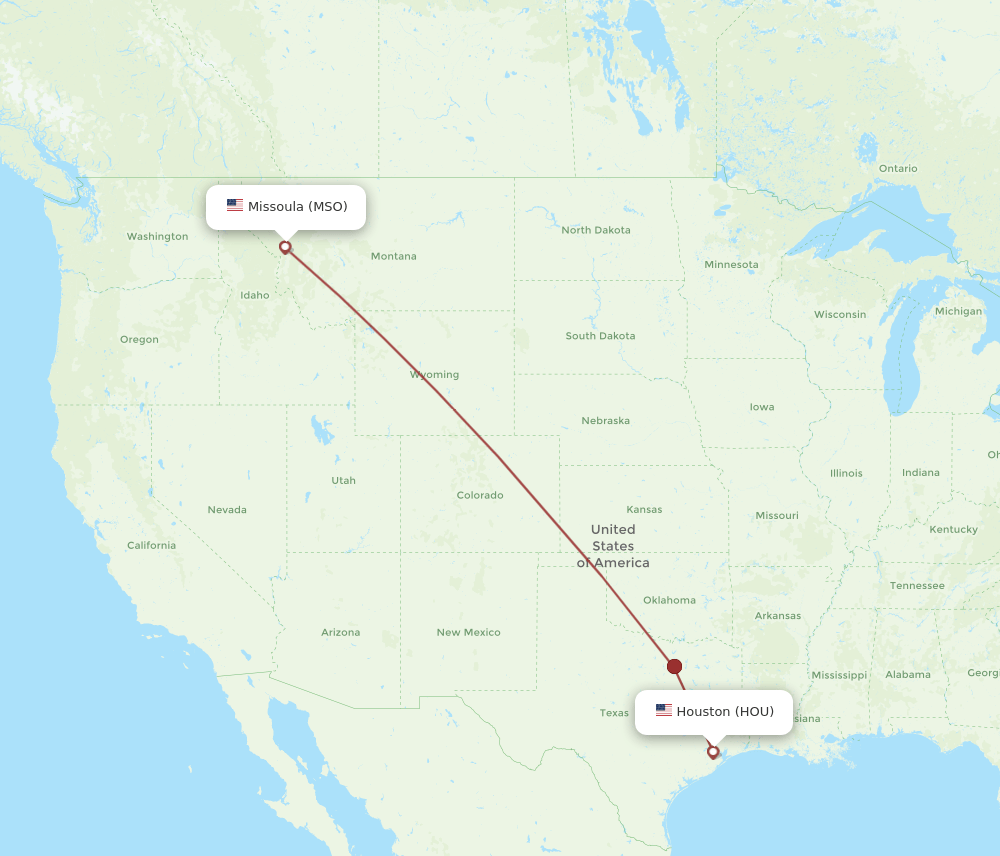 HOU-MSO flight routes
