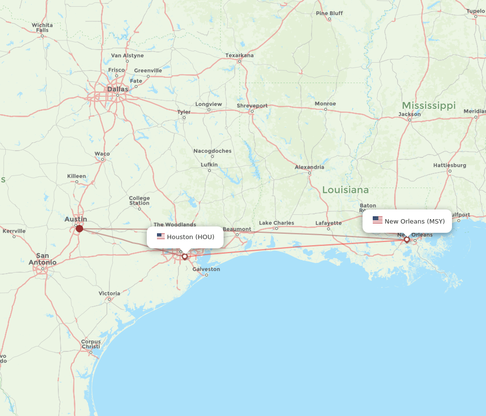 HOU-MSY flight routes