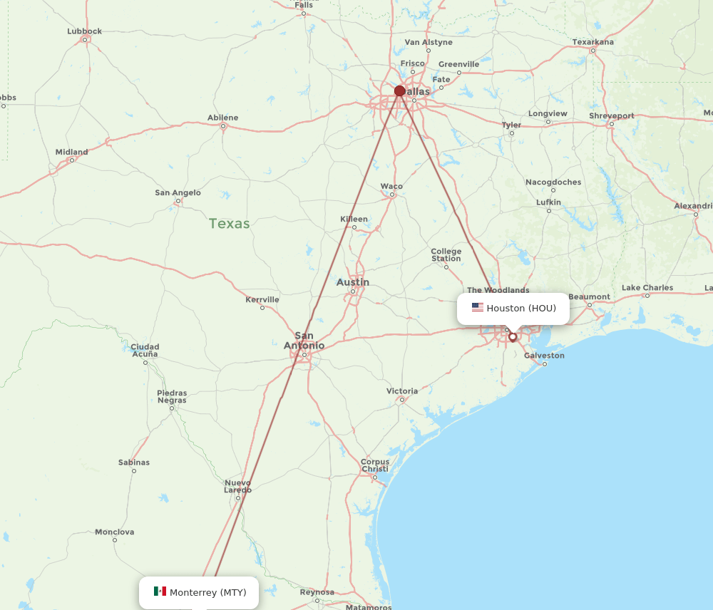 HOU-MTY flight routes