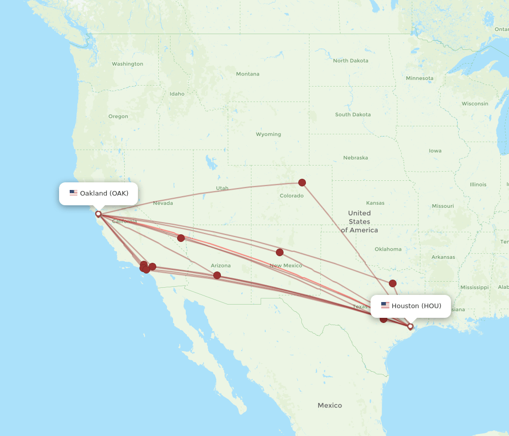 HOU-OAK flight routes