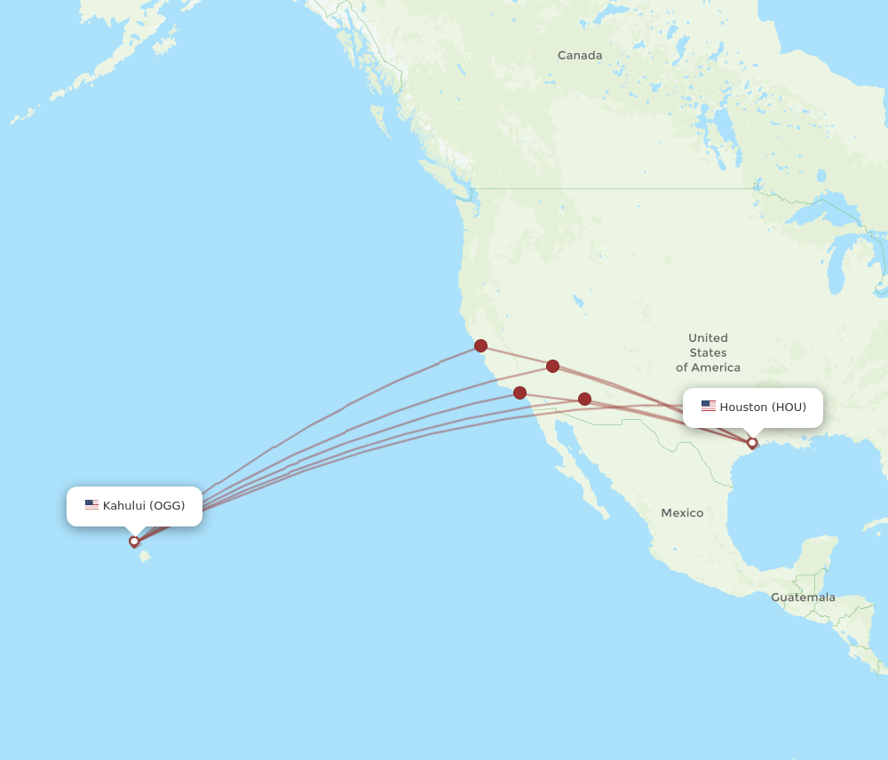 HOU-OGG flight routes