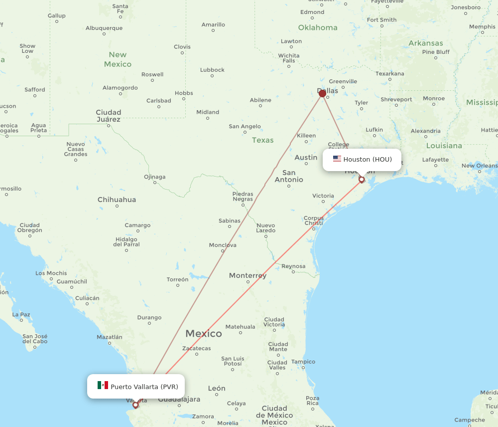 HOU-PVR flight routes