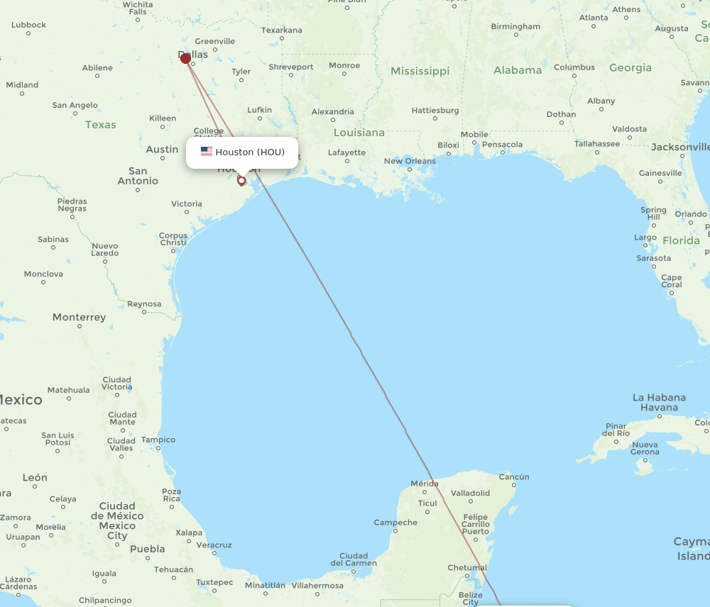 HOU-RTB flight routes