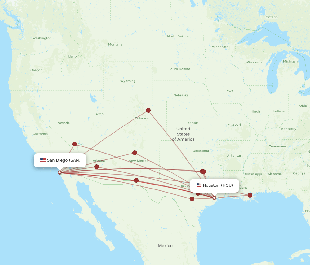 HOU-SAN flight routes