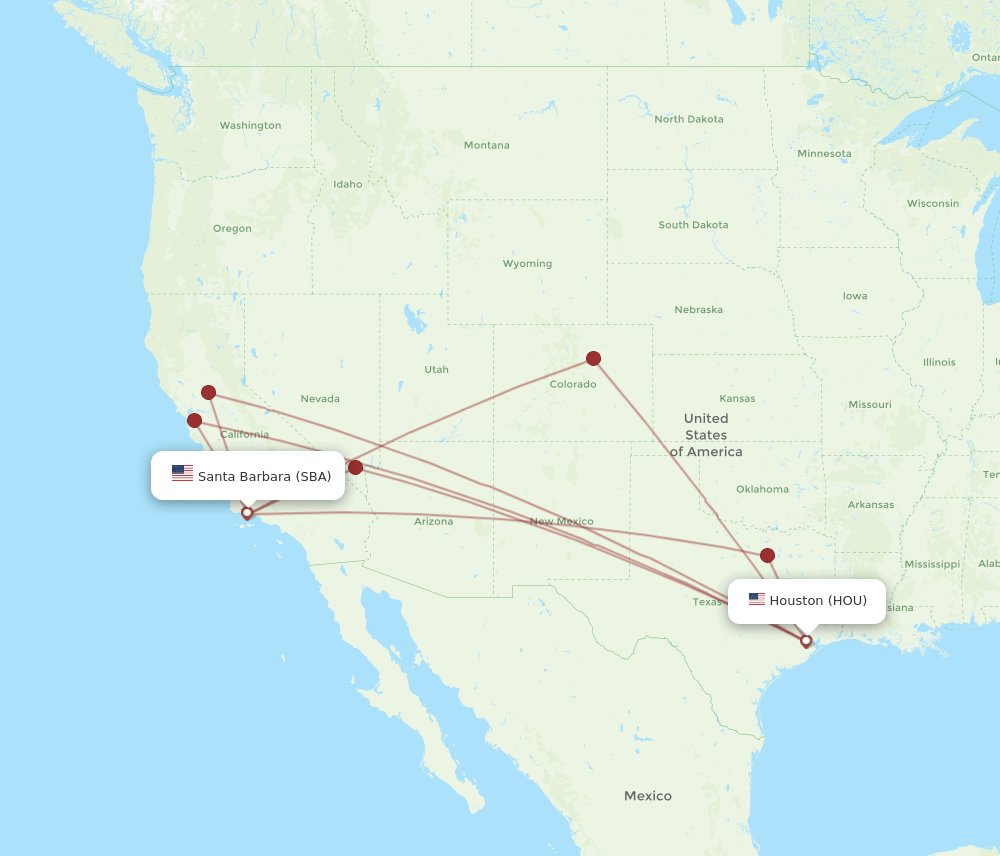 HOU to SBA flights and routes map