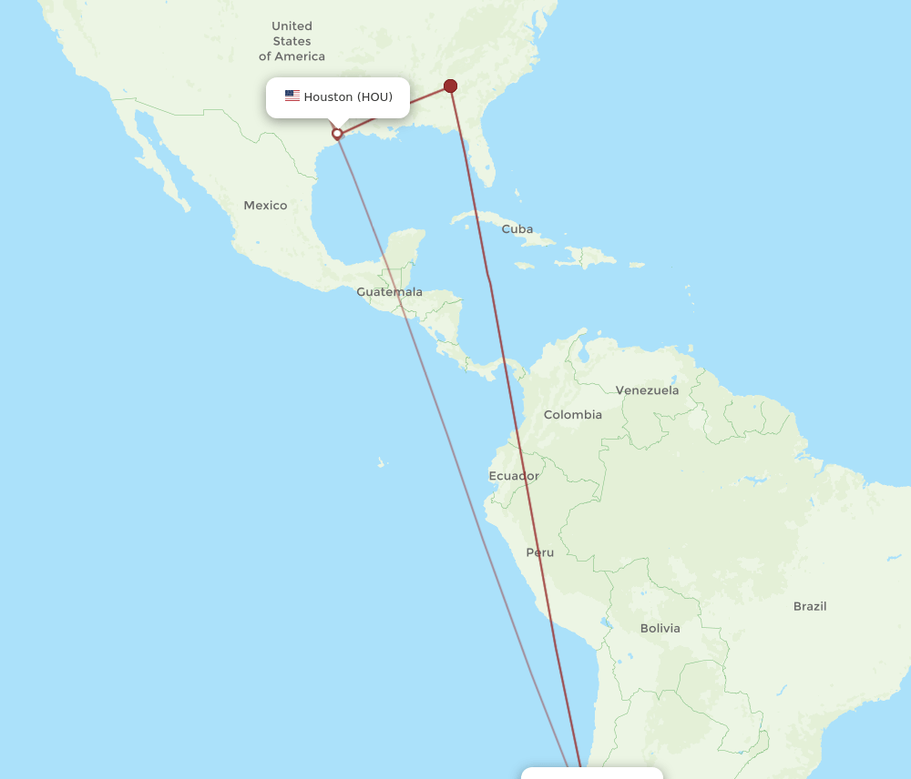HOU to SCL flights and routes map