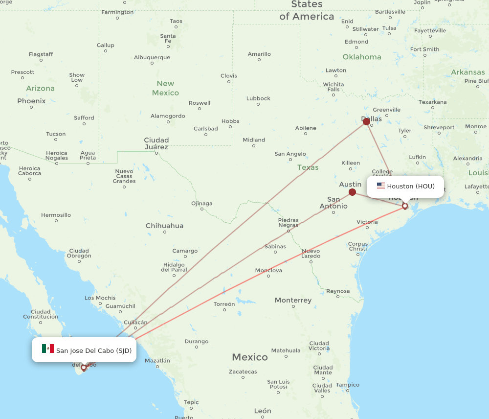 HOU-SJD flight routes