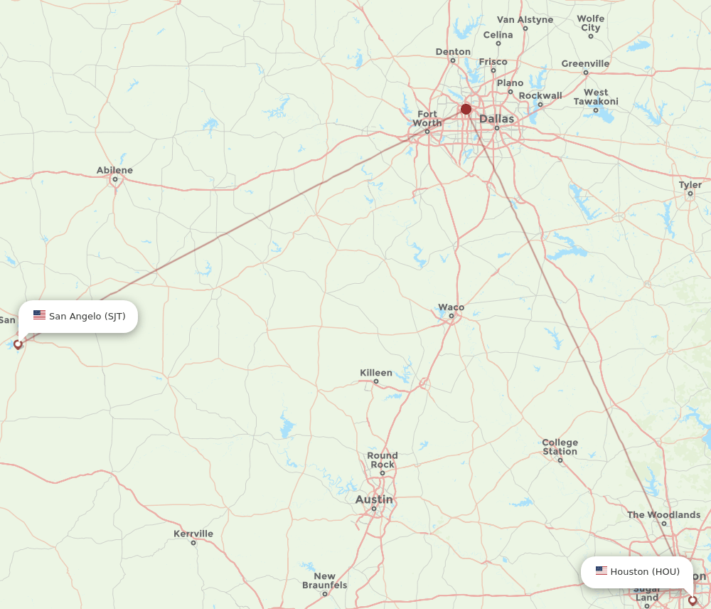 HOU-SJT flight routes