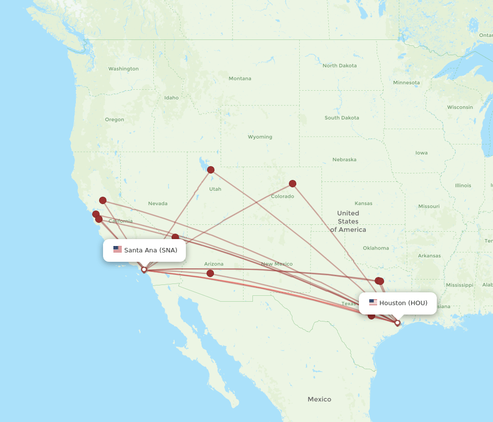 HOU-SNA flight routes