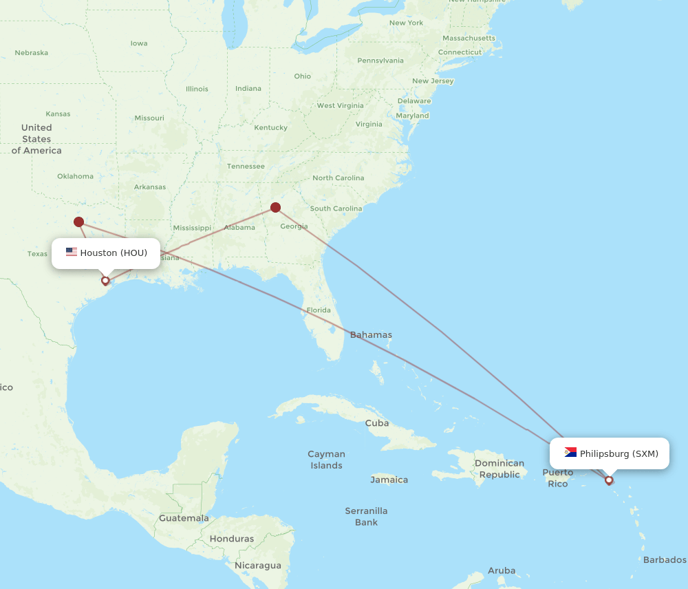 HOU-SXM flight routes