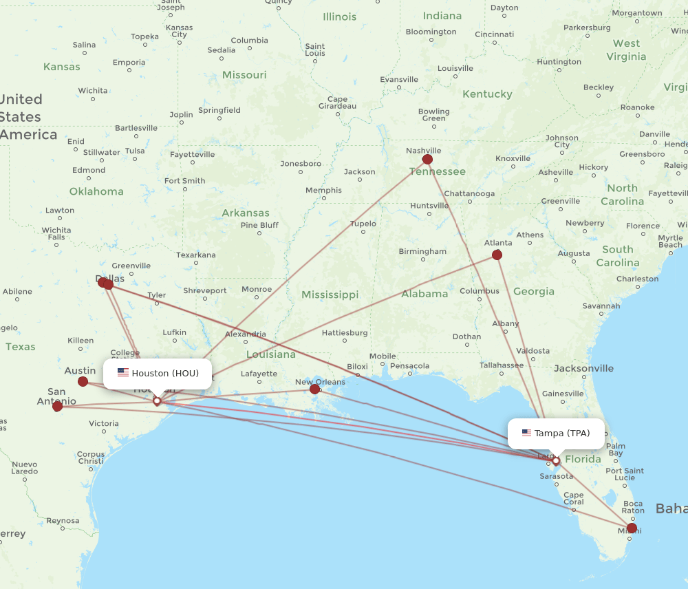 HOU-TPA flight routes