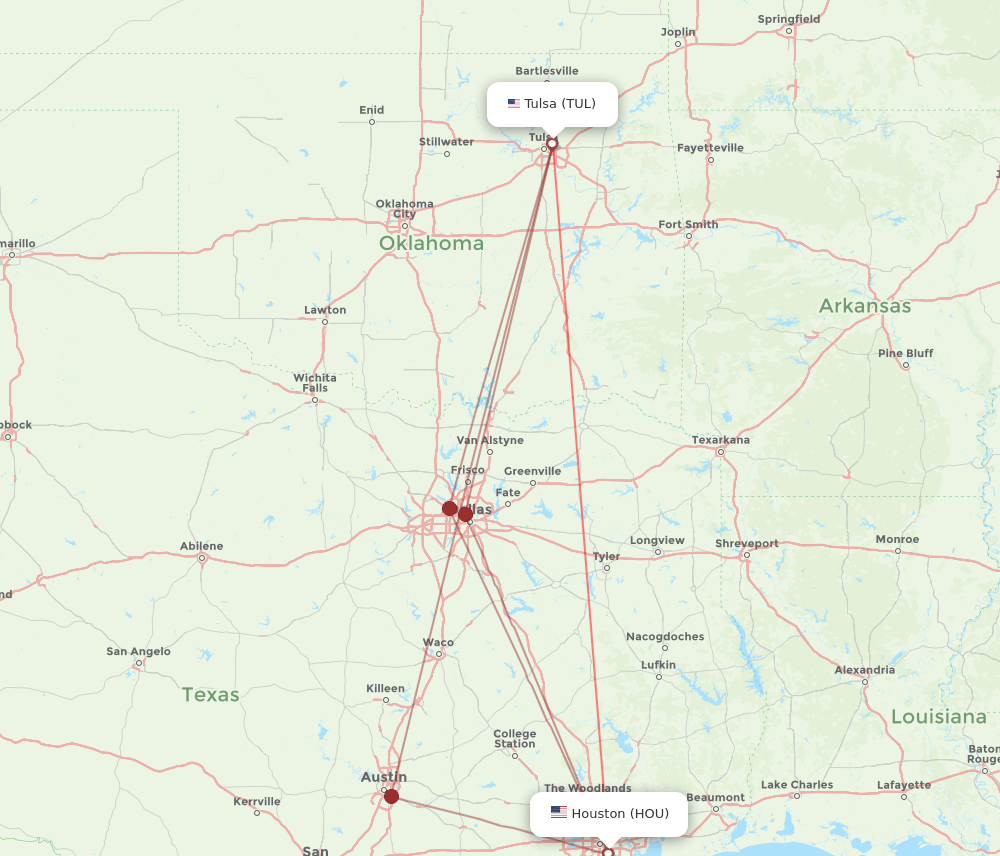 HOU-TUL flight routes