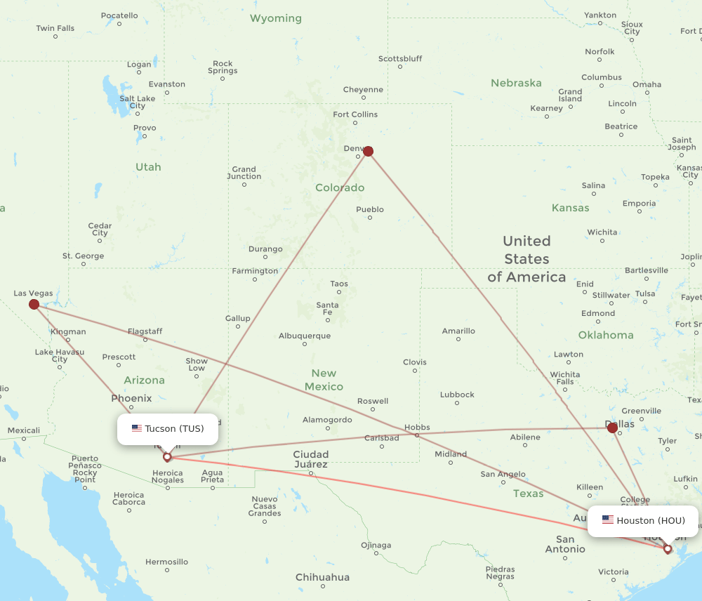 HOU-TUS flight routes