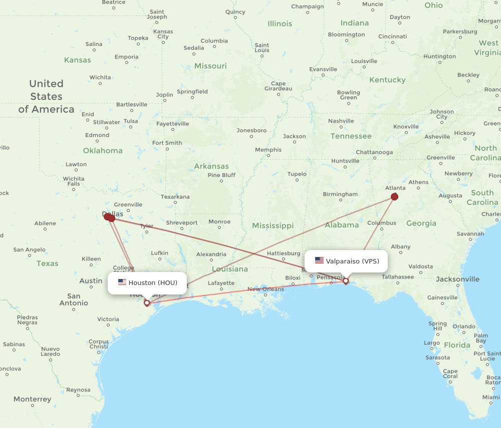 HOU-VPS flight routes