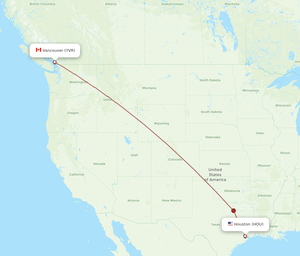 HOU-YVR flight routes