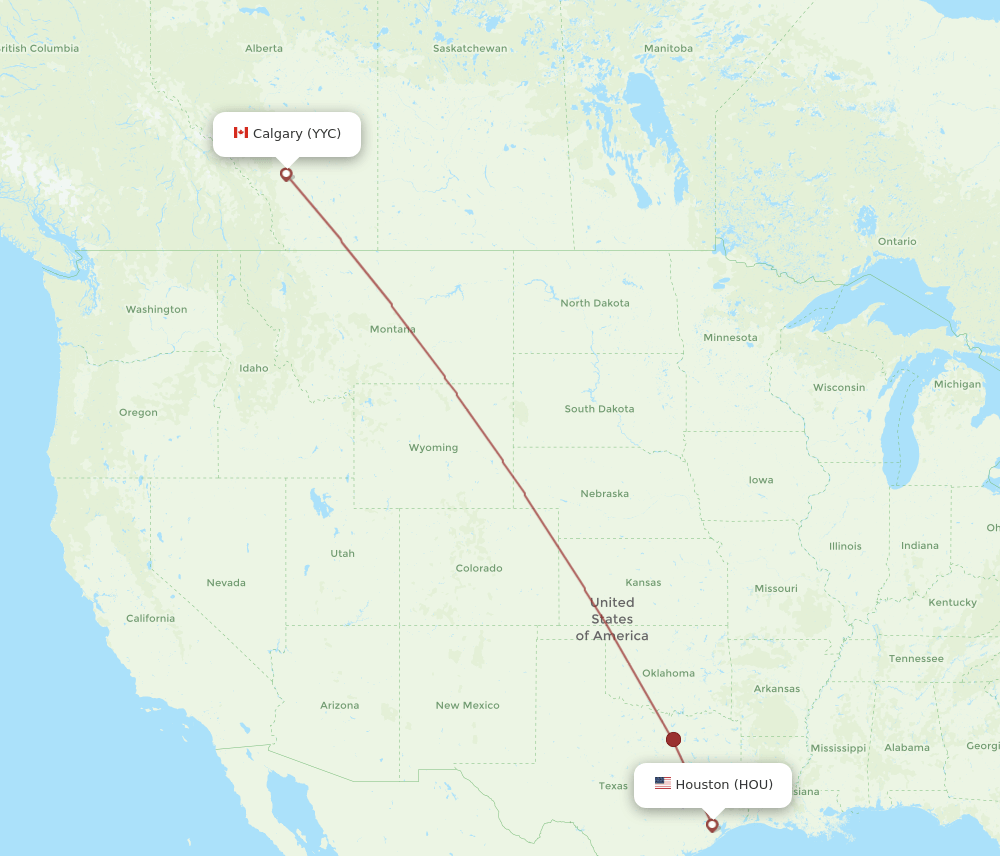 HOU-YYC flight routes