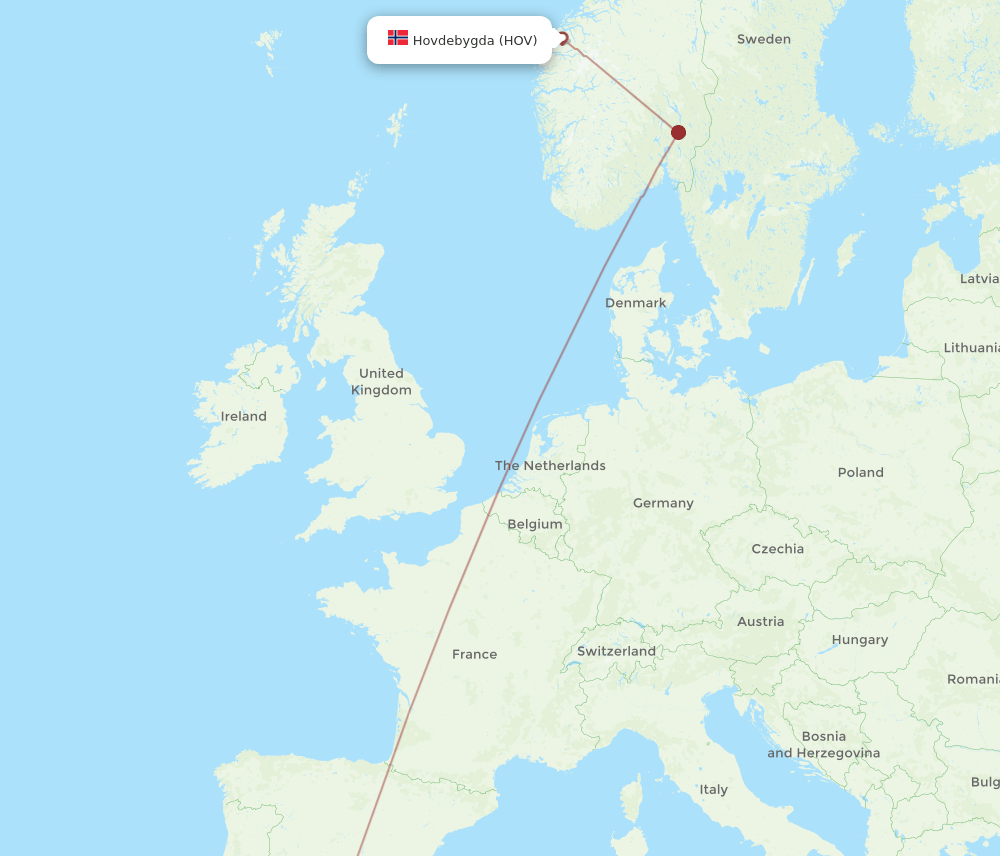 HOV-AGP flight routes