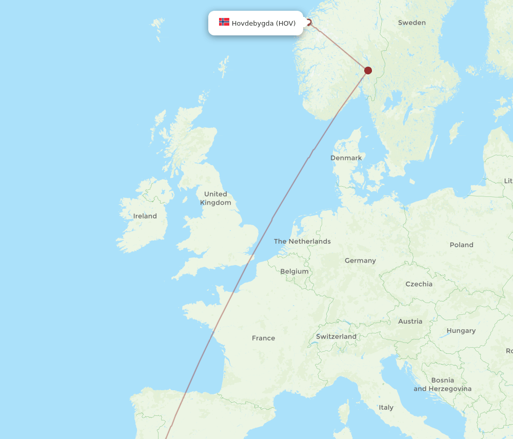 FAO to HOV flights and routes map