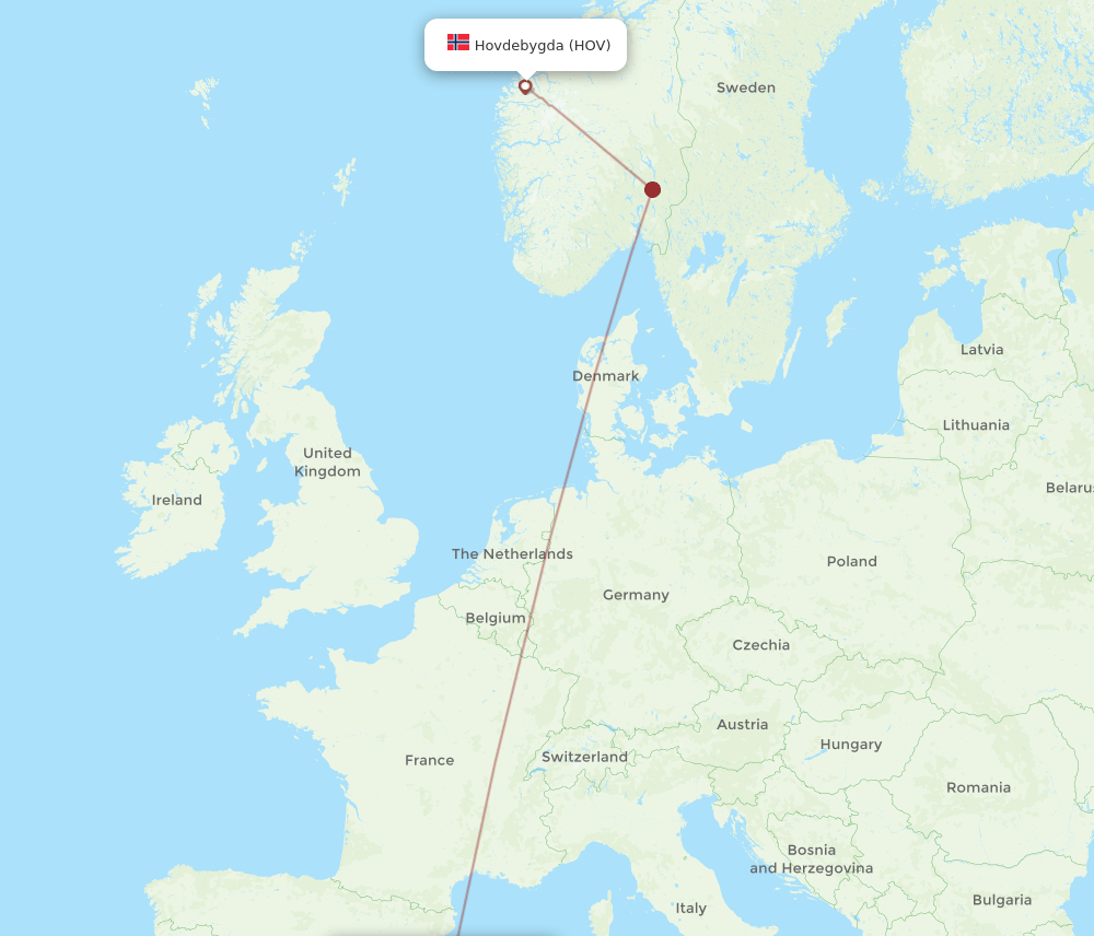 Palma de Mallorca - Orsta-Volda route map and flight paths
