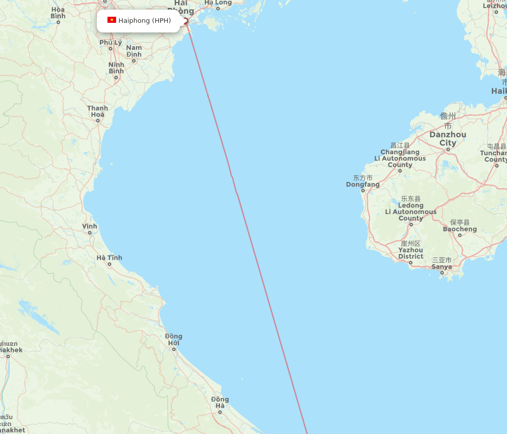 Haiphong - Da Nang route map and flight paths