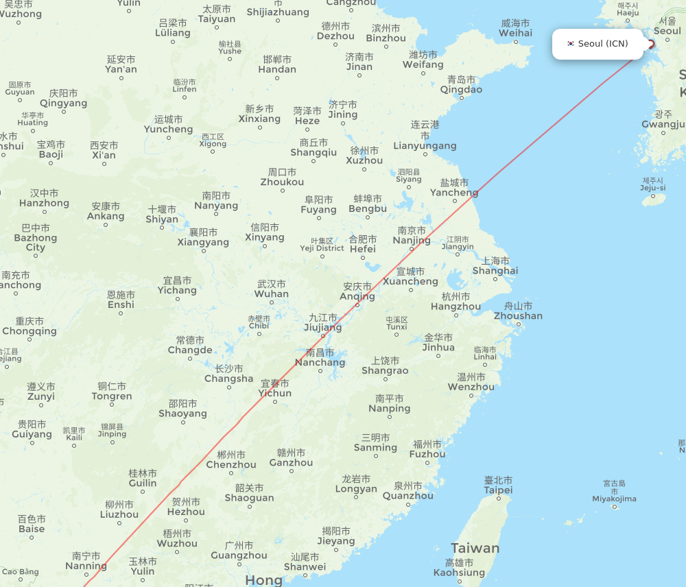 HPH to ICN flights and routes map