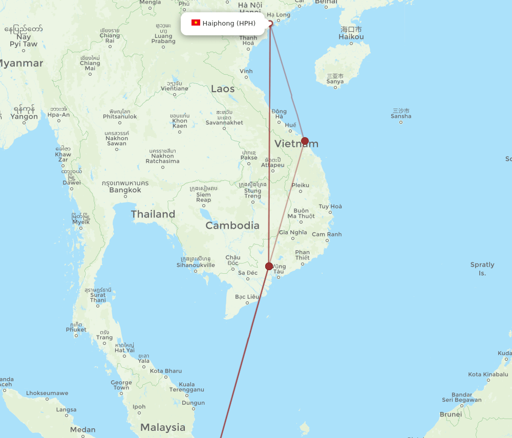 HPH-SIN flight routes