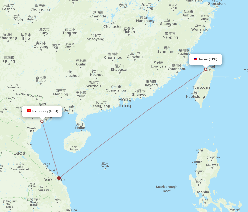 HPH-TPE flight routes